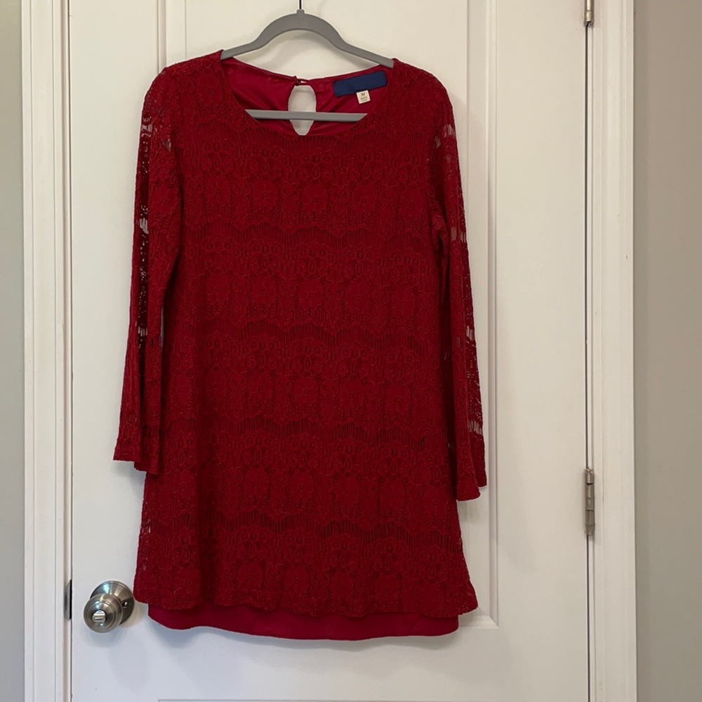 Red Lace Shift Dress Size Medium